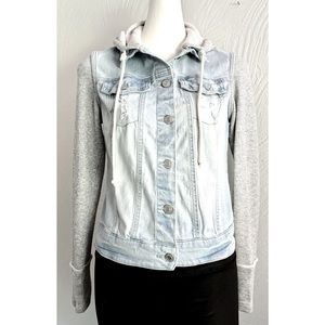 GUC Mossimo Supply Co Hooded Jean/ Striped Sweatshirt Jacket | Medium Super Cute